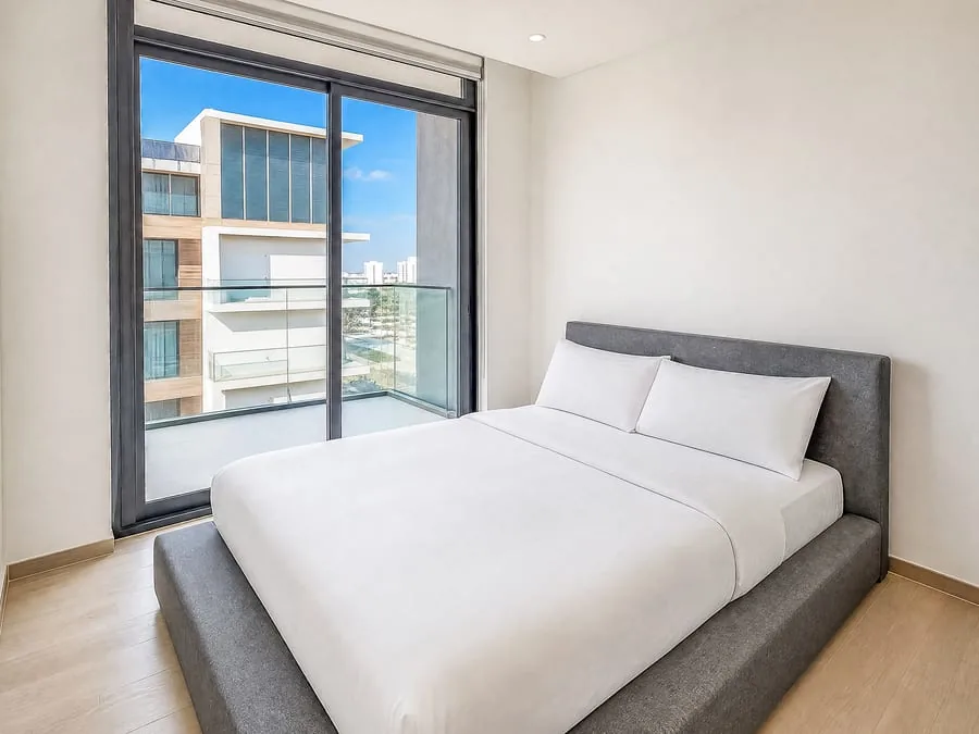 Finished apartment bedroom photo